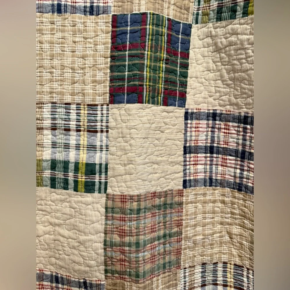 Pair Of Quilted Standard Pillow Shams Multicolor plaid patchwork‎ Pattern